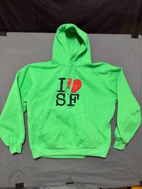 Green 'I ♥ SF' Hooded Pullover Sweatshirt